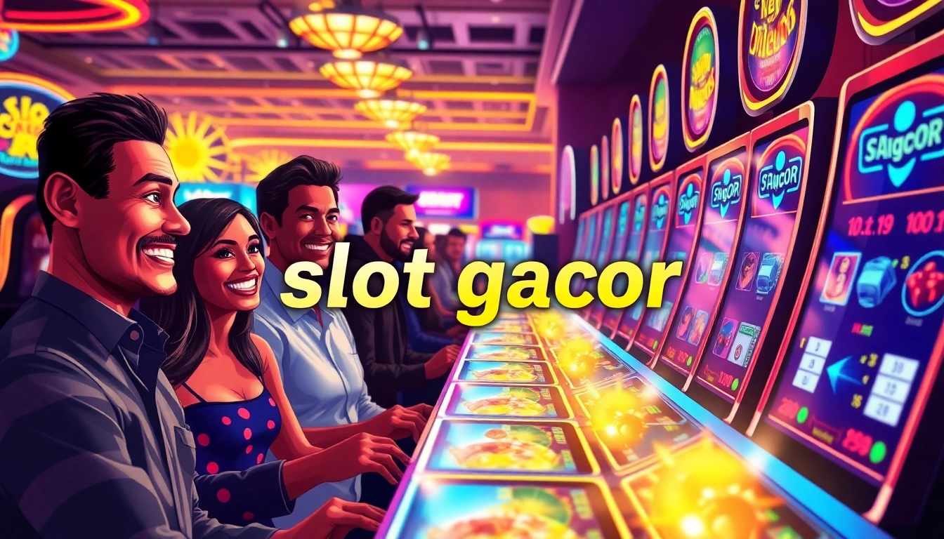 Players enjoying a vibrant "slot gacor" casino experience with winning smiles.